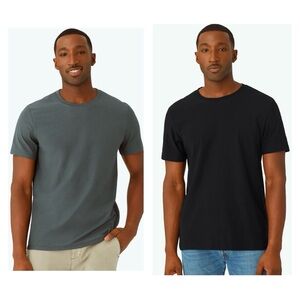 Bundle Of 2* Bombas Men’s Air Slub Crew Neck T-Shirt sz S 100% Cotton Gray Black
